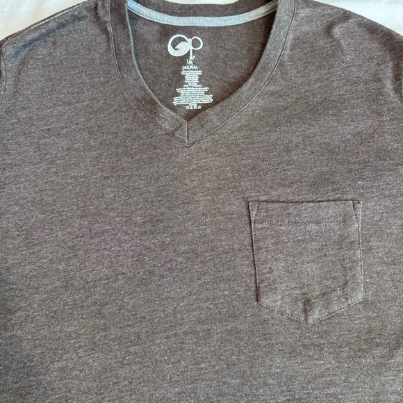 OP Men's Brown‎ V-Neck Pocket T-Shirt, Size Large - Picture 5 of 9
